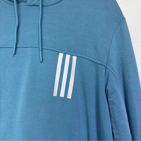 Adidas Blue Large Men's Sweatshirt Pullover Hoodie Cotton Blend Athletic - Picture 3 of 8